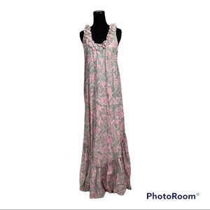 Vintage Hilo Hattie's Hawaiian Duster Aloha Maxi Tiki Dress Size L